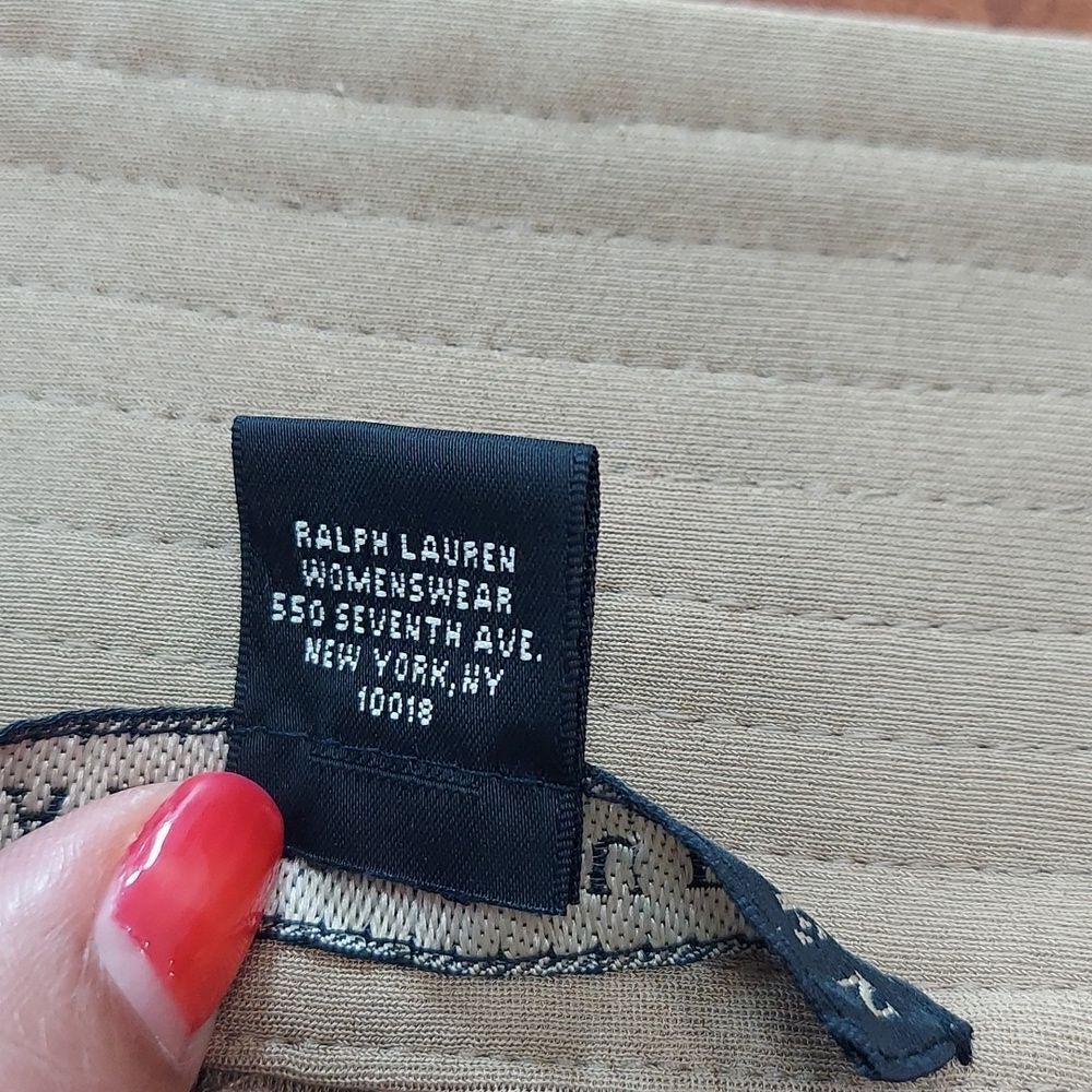 Ralph Lauren Trouser Pants Leather Belt Detail Cuff Hem Pocket Viscose Khaki  4 - Picture 10 of 13